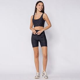 Bermuda Feminina Fitness Scream Poa Preto/Branco