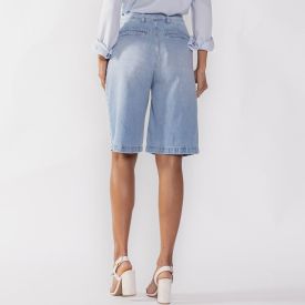 Bermuda Feminina Jeans Patricia Foster Azul Claro