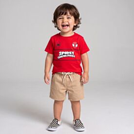 Bermuda Infantil Menino 1 a 3 Anos Em Sarja Yoyo Kids Bege