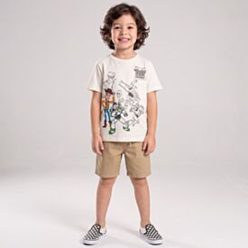 Bermuda Infantil Menino 4 a 10 Anos Bolso Carpinteiro Hot Dog Caqui