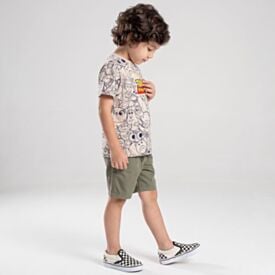 Bermuda Infantil Menino 4 a 10 Anos Em Sarja Hot Dog Army