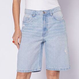 Bermuda Jeans Feminina Patricia Foster Azul Claro