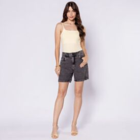 Bermuda Jeans Feminina Sawary Preto