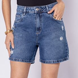 Bermuda Jeans Feminina Sawary Azul Medio