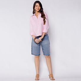 Bermuda Jorts Feminina Jeans Patricia Foster Azul Medio