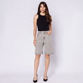 Bermuda Jorts Jeans Feminina Patricia Foster Cinza