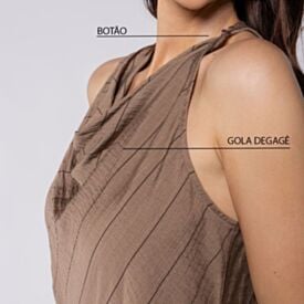 Blusa Assimétrica Em Viscose Patricia Foster Castor