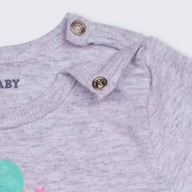 Blusa de Bebê Cotton + Faixa de Cabelo Yoyo Baby Rotativo Mescla Branco
