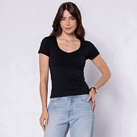 Blusa Feminina Decote Princesa Em Poliamida Boby Blues Preto