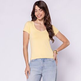 Blusa Feminina Decote Princesa Em Poliamida Boby Blues Amarelo Brie