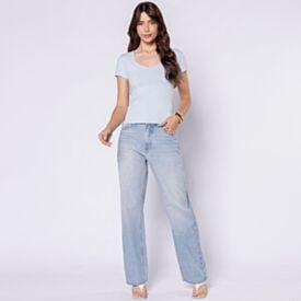 Blusa Feminina Decote Princesa Em Poliamida Boby Blues Sky