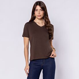Blusa Feminina Em Algodão Peruano Patricia Foster Marrom