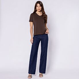 Blusa Feminina Em Algodão Peruano Patricia Foster Marrom