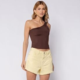 Blusa Feminina Ombro Único Boby Blues Marrom
