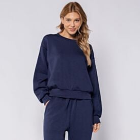 Blus&atilde;o Feminino Modal Patricia Foster Azul Marinho