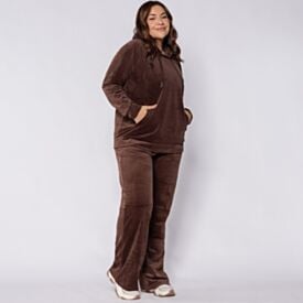 Blusão Feminino Plus Size Em Plush Scream Marrom