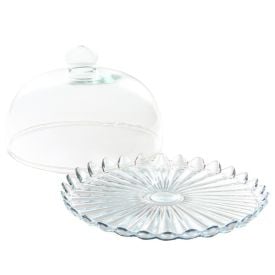 Boleira Com Tampa Pétalas Jasmin Vitazza 24Cm - Vidro