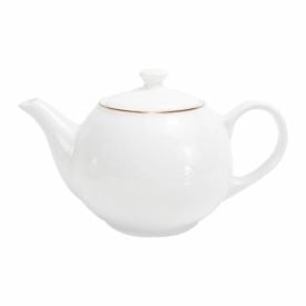 Bule De Porcelana Royal Com Filete Dourado 900Ml - Hauskraft