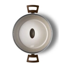 Caçarola com Tampa de Vidro Aura 18Cm - Baunilha