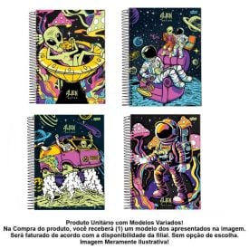 Caderno Espiral Universitário Alien Nation 160 Folhas Jandaia - Sortido