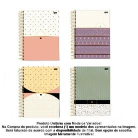Caderno Espiral Universitário Dots & Spots 160 Folhas Jandaia - Sortido