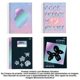 Caderno Espiral Universitário Holográfica 160 Folhas Jandaia - Sortido