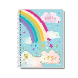 Caderno Universitário Espiral Arco-Íris 80 Folhas Credeal - Sortido