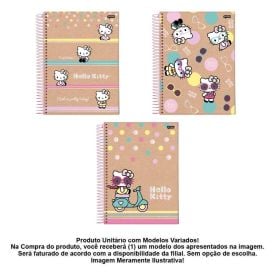 Caderno Universitário Espiral Hello Kitty 160 Folhas Jandaia - Sortido 
