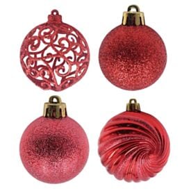 Caixa Mix Bolas de Natal 04Unidades 08Cm Havan Casa - VERMELHO