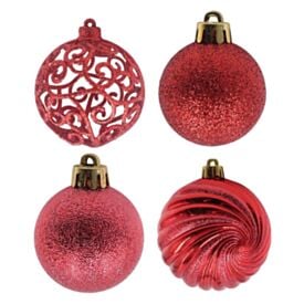 Caixa Mix Bolas de Natal 04Unidades 10Cm Havan Casa - Vermelho