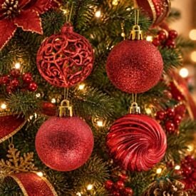Caixa Mix Bolas de Natal 04Unidades 10Cm Havan Casa - Vermelho