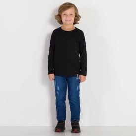 Calça 4 a 10 anos Jeans Comfort + Puídos Hot Dog Azul