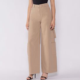 Calça Feminina Cargo Wide Em Sarja Boby Blues