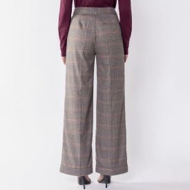 Cal&ccedil;a Feminina De Alfaiataria Wide Leg Patricia Foster Xadrez