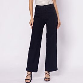 Calça Feminina Em Sarja Wide Leg Sawary Preto