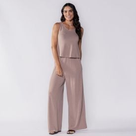 Calça Feminina Pantalona Em Crepe Patricia Foster Fendi