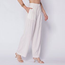 Calça Feminina Pantalona Em Viscose Patricia Foster Off White