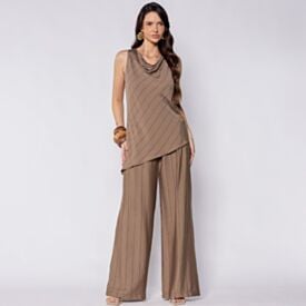 Calça Feminina Pantalona Listrada Patricia Foster