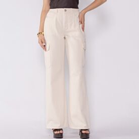 Cal&ccedil;a Feminina Wide Leg Cargo Em Sarja Boby Blues