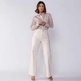 Calça Feminina Wide Leg Collor Sarja Boby Blues