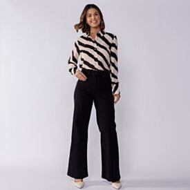 Calça Feminina Wide Leg Collor Sarja Boby Blues
