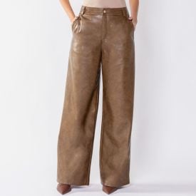 Cal&ccedil;a Feminina Wide Leg Em PU Boby Blues