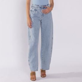 Calça Jeans Feminina Barrel Sawary Azul Claro