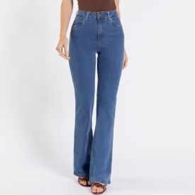 Calça Jeans Feminina Boot Cut Patricia Foster Azul Medio