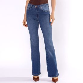 Calça Jeans Feminina Flare Patricia Foster Azul Medio