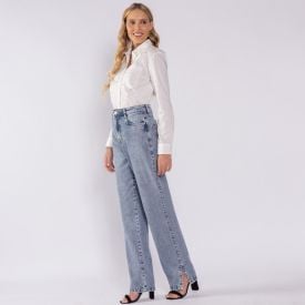 Cal&ccedil;a Jeans Feminina Reta Patricia Foster Azul Claro