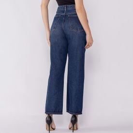 Calça Jeans Feminina Reta Patricia Foster Azul Medio