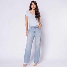 Calça Jeans Feminina Reta Patricia Foster Azul Claro