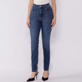 Calça Jeans Feminina Skinny Patricia Foster Azul Medio