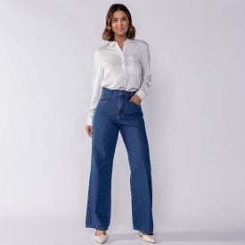 Cal&ccedil;a Jeans Feminina Wide Leg Patricia Foster